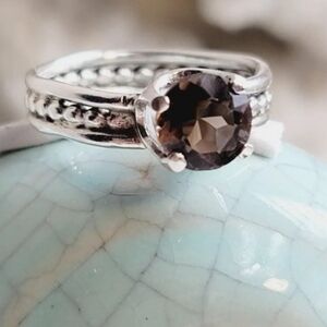 SMOKY QUARTZ RING HANDMADE IN STERLING SILVER SZ 6